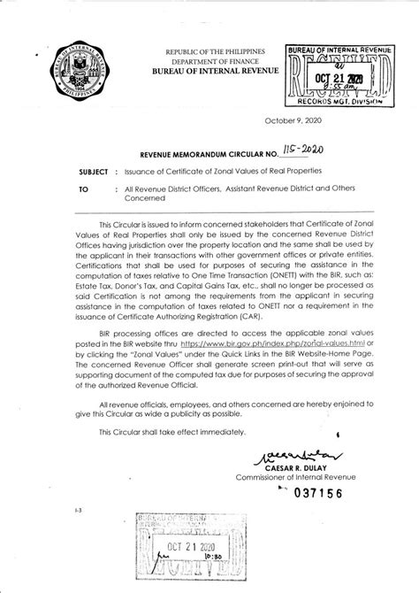 Memorandum Circular No. 115.